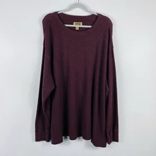 Foundry Size 3XL Waffle Knit Crew Neck Long Sleeve Shirt Purple 100% Cotton