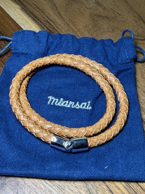 Miansai light Brown Leather D Wrap Bracelet with SS.925