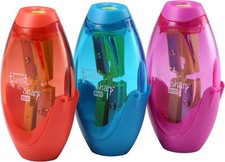 Office Pencil Sharpener, Manual, Twist-n-Sharp with Shavings Tray, Kids, Boys,
