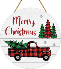 Christmas Decorations Indoor Door Decorations Merry Christmas Sign Buffalo Plaid