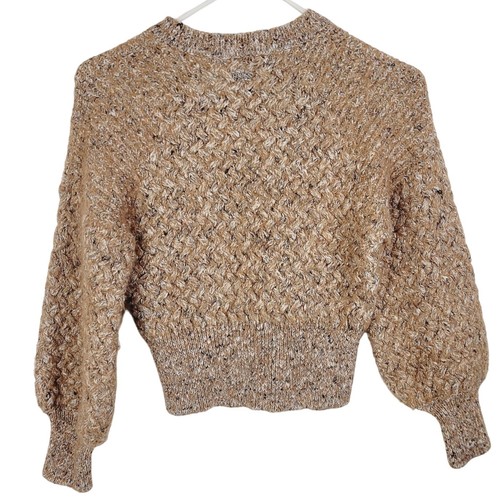 Boss Forenza brown cable knit puff sleeve alpaca wool sweater women's XS - Picture 5 of 14