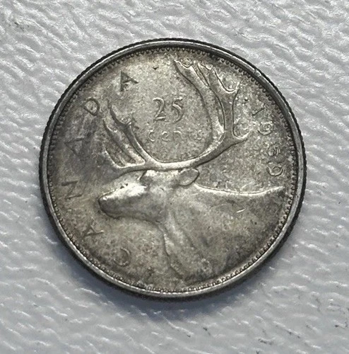 1959 - Canada 25 Cents/Quarter - 0.800 Silver Coin