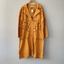 Free People Susanna Marigold Duster Long Jacket Western Cowgirl Embroidered Sz L