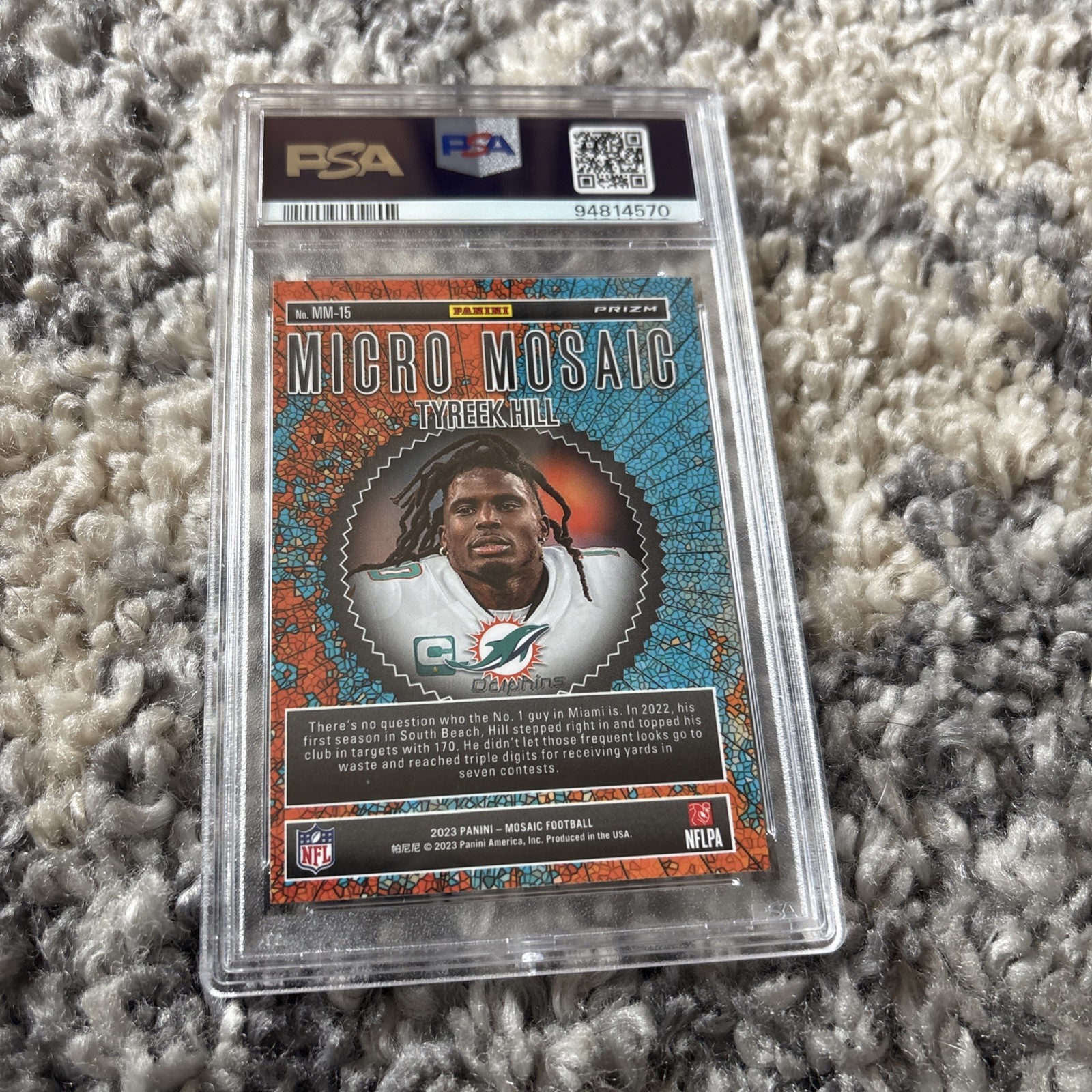 TYREEK HILL PSA 10 2023 PANINI MOSAIC #MM15 MICRO MOSAIC DOLPHINS 🔥 view 2