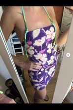New Zara Woman Purple Multicolor Floral Linen Blend Short Dress Strap Size S