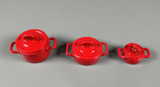 Vintage Dollhouse Miniature Red Enamelware Kitchen Set 6 Pieces