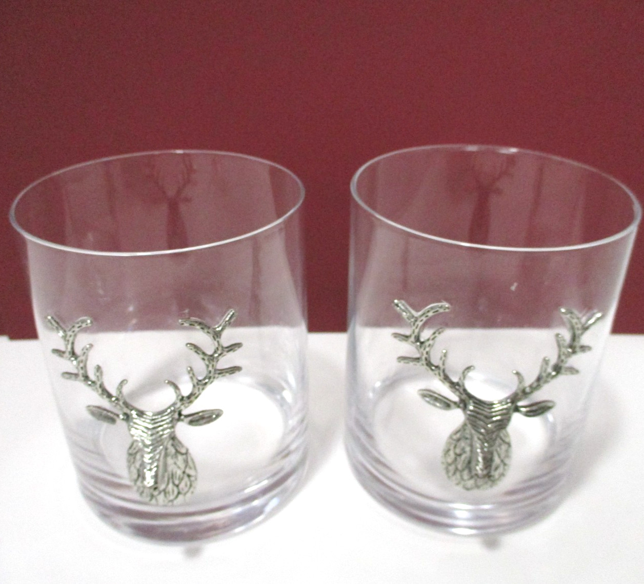Brooks Brothers Silver Stag Deer Replacements 2 Glasses & 1 Decanter Stopper thumbnail 2