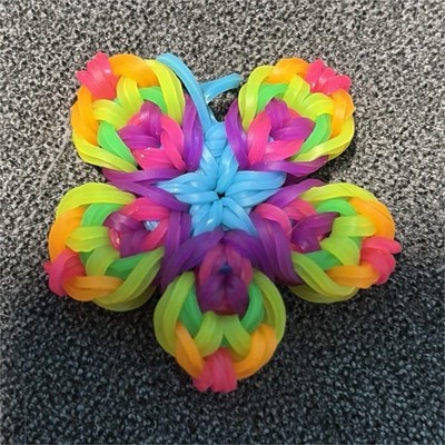 Handmade Rainbow Rubber Band Flower Kids Craft Colorful DIY Arts Project