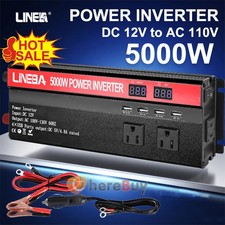 5000W Solar Converter Car Power Inverter DC 12V To AC 110V LCD Sine Wave Home RV