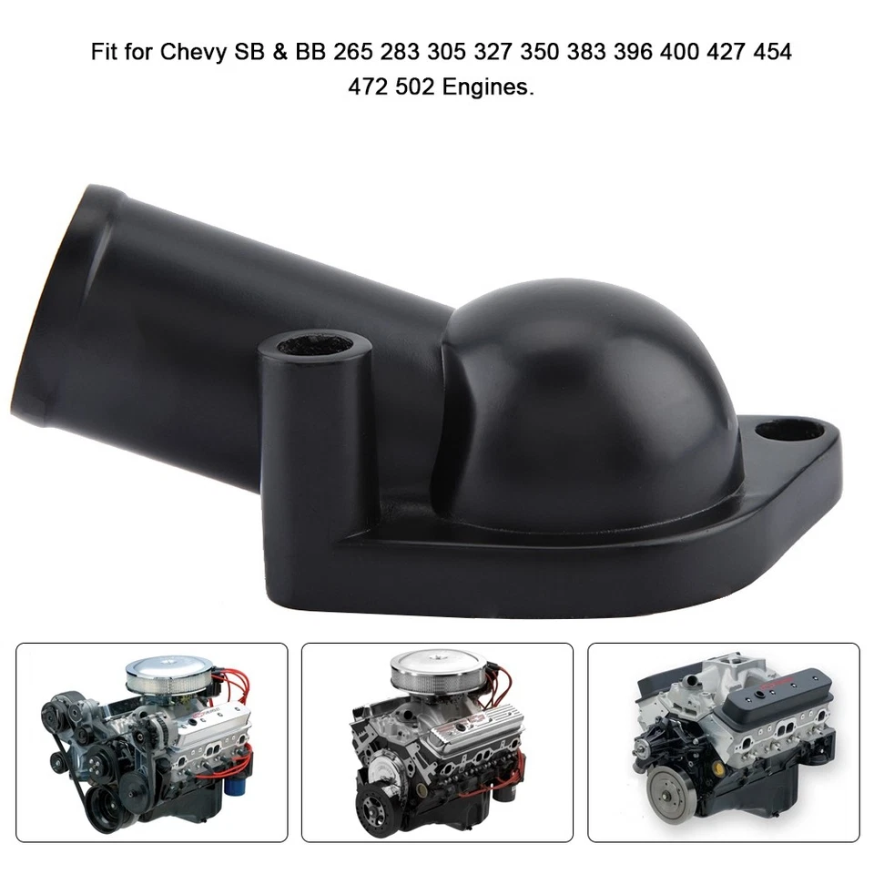 1 Set Black Water Neck Thermostat Housing 15°For SB & BB 265 283 305 327 Engines - Image 3 of 4