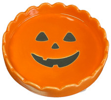 Magenta: Halloween Cat Food Dish Bowl ORANGE JACK O LANTERN 4 INCH ROUND NWT