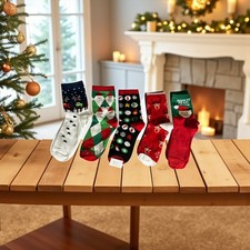 Ladies Christmas Socks Size 5.5 To 9 - Choose Novelty Design - 5 Pack
