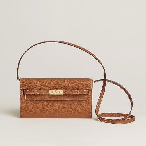Hermes Gold Evercolor Leather Kelly To Go Wallet