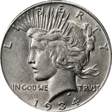 1934-S Peace Dollar Nice AU Nice Eye Appeal Nice Strike