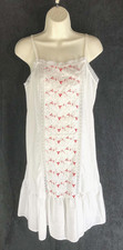Vintage Gilead gown sz M Embroidered Eyelet Panel Lace Ruffle Hem