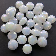 Pearlized White Round Glass Dots Glass Mosaic Tile Pieces - 25 tiles - 12 MM