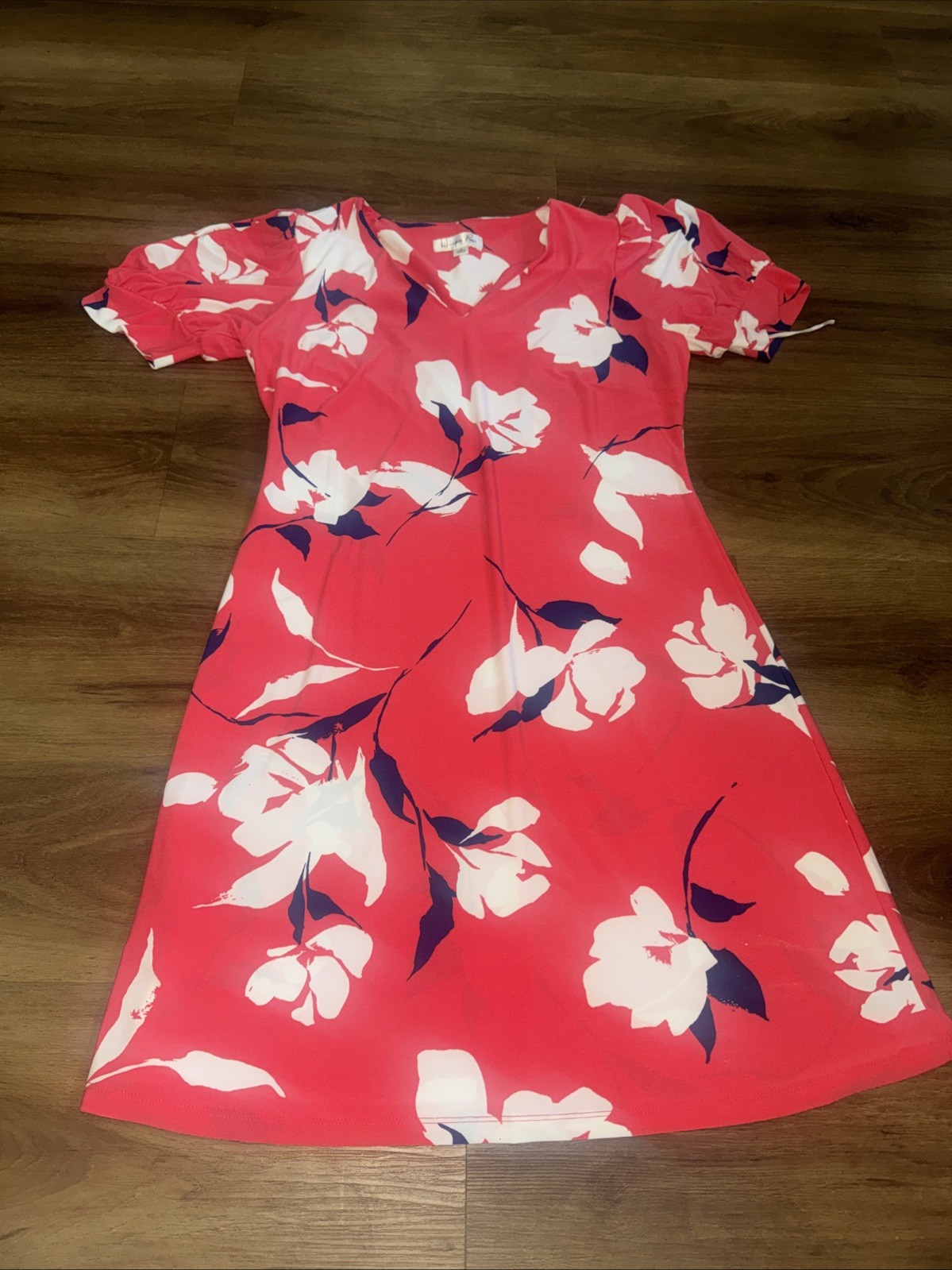 Harper Rose Dress Women 8 Pink  Floral Sheath Midi Zipper Short Sleeve Lined