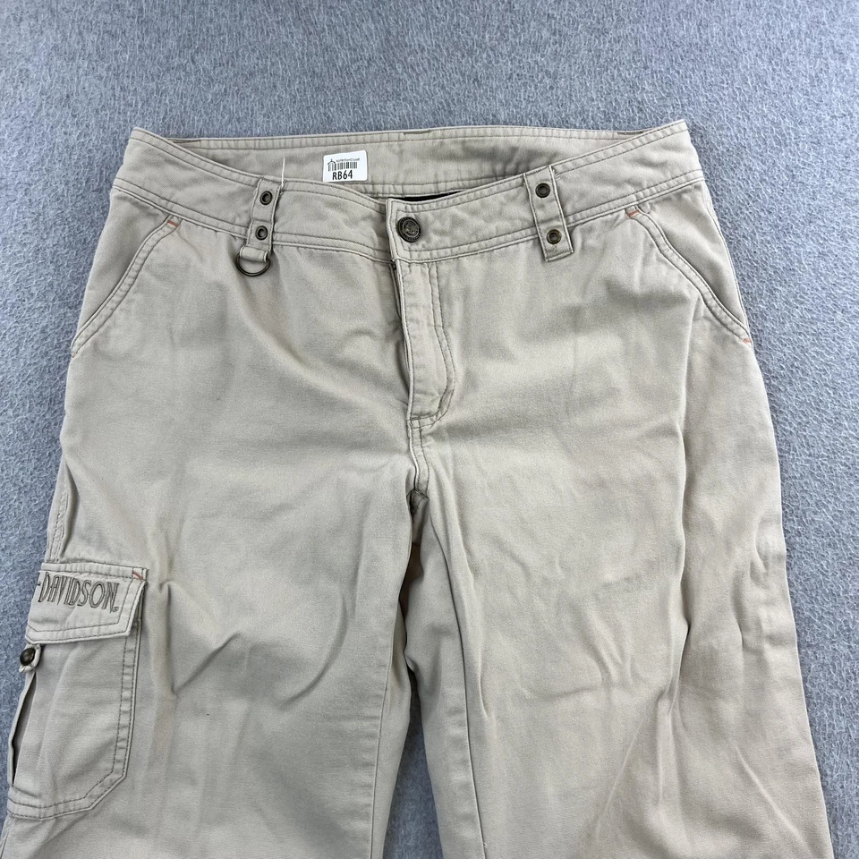 Pantalones Harley-Davidson para mujer 32 caqui capri cargo bordado utilitario motociclista Foto 4 de 4