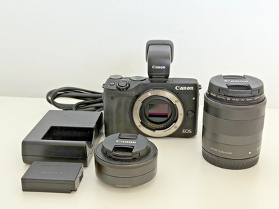 Canon EOS M3 + EVF-DC1 + EF-M 22mm f/2 STM + EF-M 18-55 mm | Top Zustand