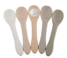 5 Pieces Silicone Baby Spoons Kids Utensils Self Feeding Supplies First Stage Ba
