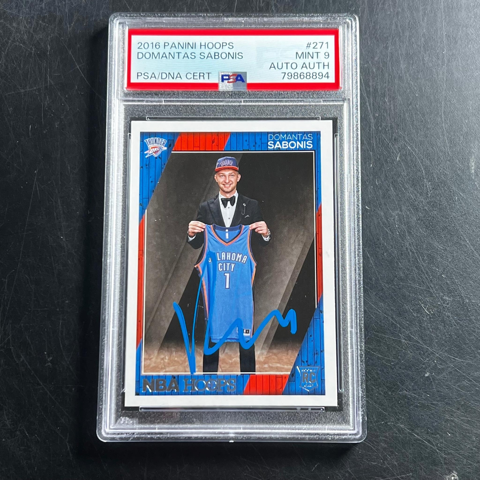 2016-17 NBA HOOPS #271 DOMANTAS SABONIS Signed Card AUTO Authentic MINT 9 PSA Sl 