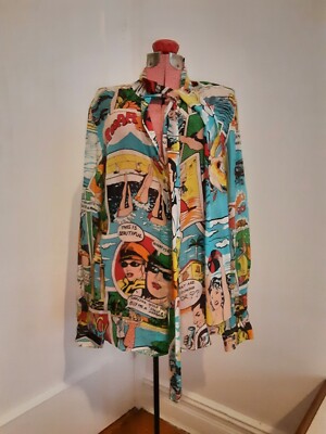 Blouse En Soie Dolce & Gabbana Imprimée Pop Art Vintage - Taille 46, Occasion Très Bon état