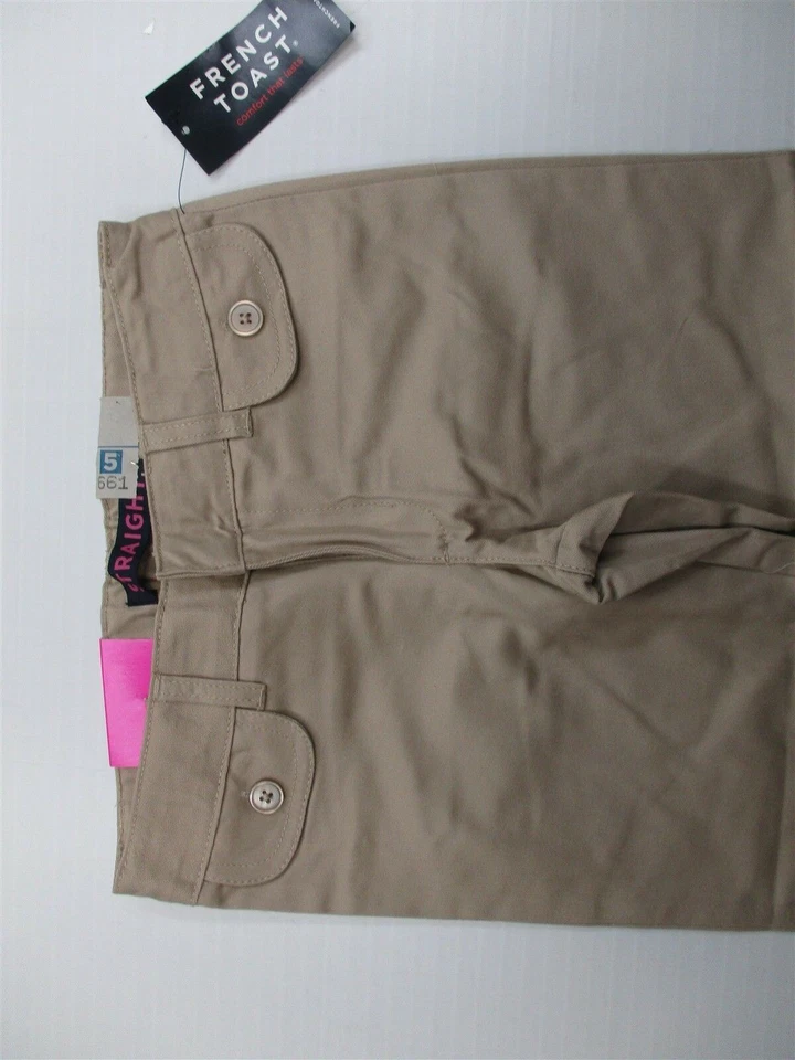 nova Calça FRENCH TOAST Juventude Tamanho 7 Escola Frente Plana Bronzeada Reta Cáqui - Imagem 2 de 4