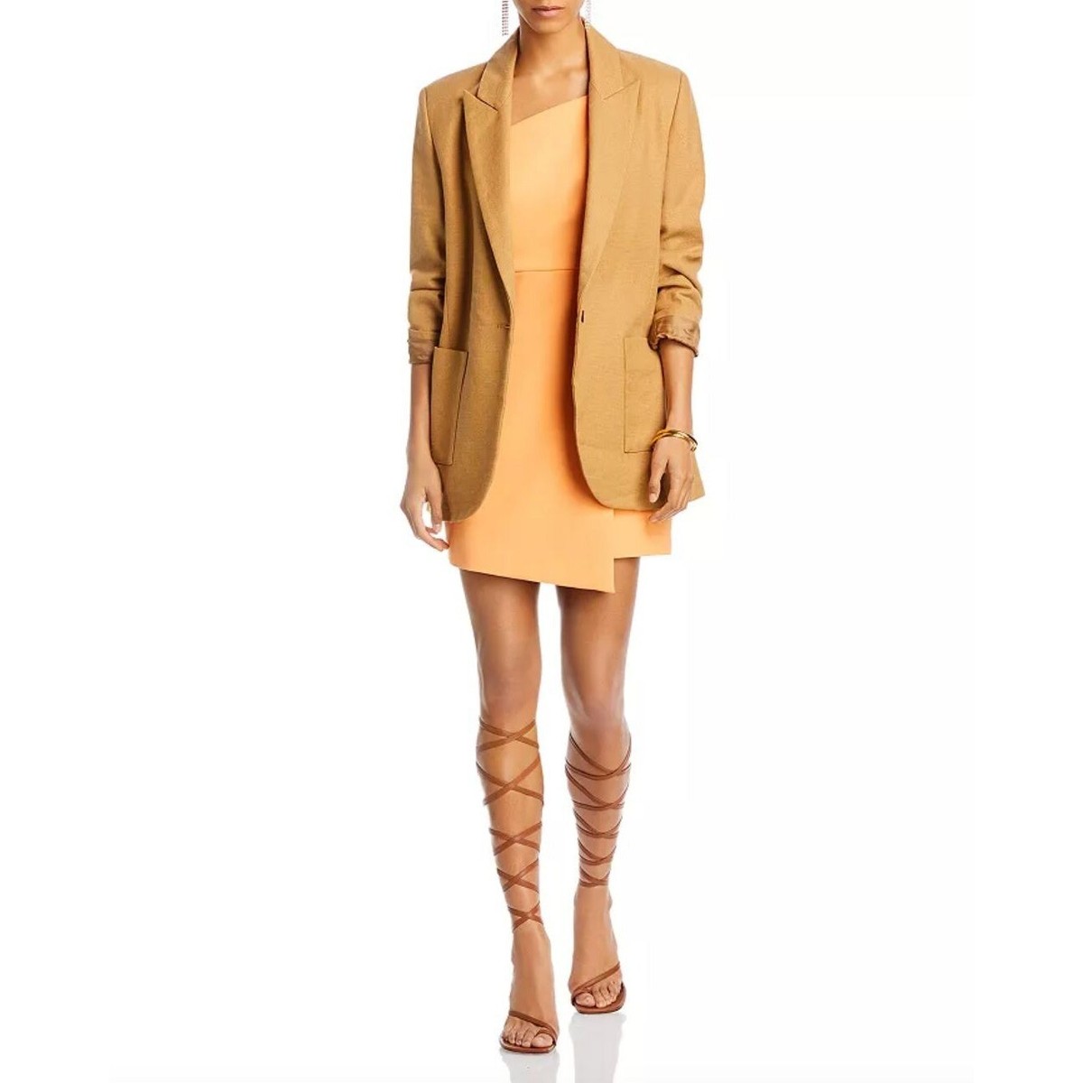 BCBGMAXAZRIA One Shoulder Mini Sheath Dress Orange Womens Size 16 | eBay
