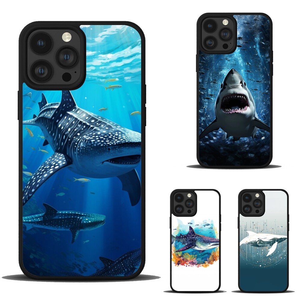For iPhone 11 12 13 14 15 Max Pro Whale Shark Aqua pattern Aesthetic Case |  eBay