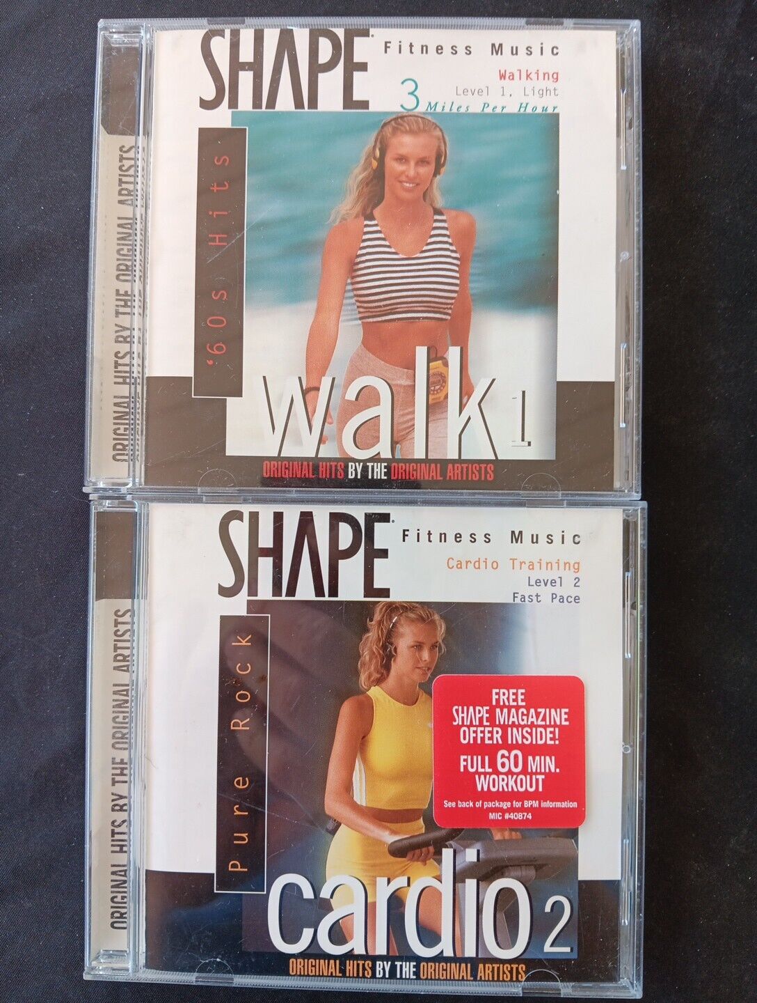 SHAPE Fitness Music 2 CD Lot:60s Hits, Pure Rock Orig Art LIKE NEW! in NEW CASES