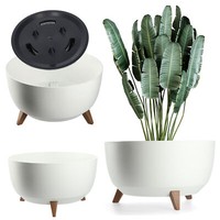 Kadax Glatt Blumentopf Aus Kunststoff Mit Drei EinsteckstüTzen, 47 Cm, Weiß