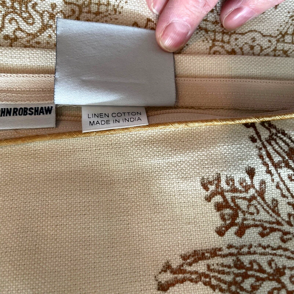 John Robshaw White Gold Copper European Pillow Sham Linen Cotton 26 "Sq New - Image 4 of 4