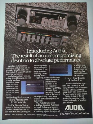 Audia Art of Sound in Motion Result of Uncompromising Devotion Vintage Print Ad