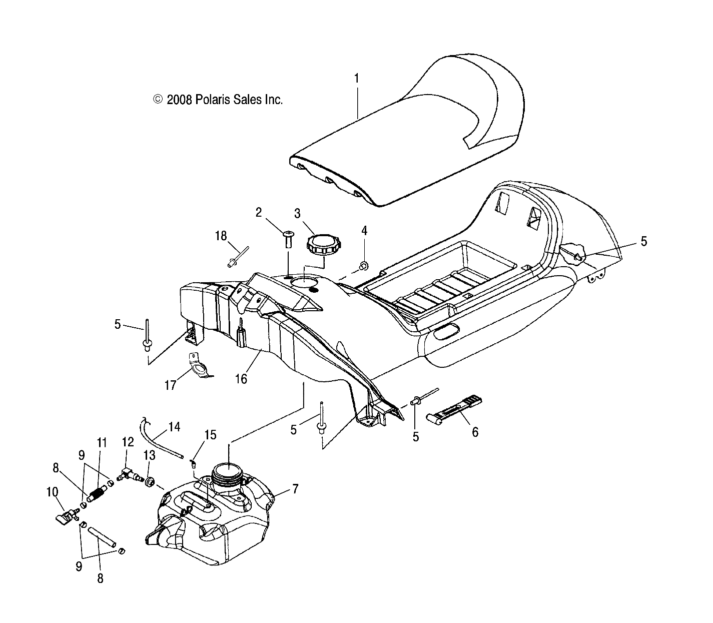 Polaris Gas Tank Assembly, Genuine OEM Part 2521256, Qty 1