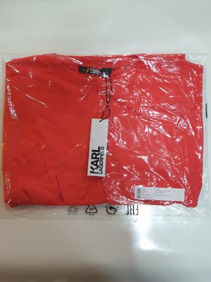 Karl Lagerfeld Damen Logo Tape T-Shirt Casual Dress Rot M