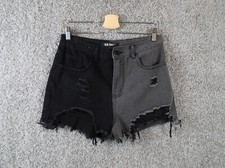 Blue Savvy Womens Cutoff Jean Shorts Destroyed Hem Denim Black White Size 7/28