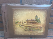 Vintage 1950's Embossed Leather Photo Album Scrapbook Country Scene