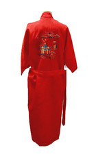 Men's Oriental Robe Vintage Red Satin with Chinese Embroidery S/M
