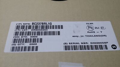 (25 PCS) BC237BRL1G ONSEMI TRANS NPN 45V 0.1A TO92 ROHS