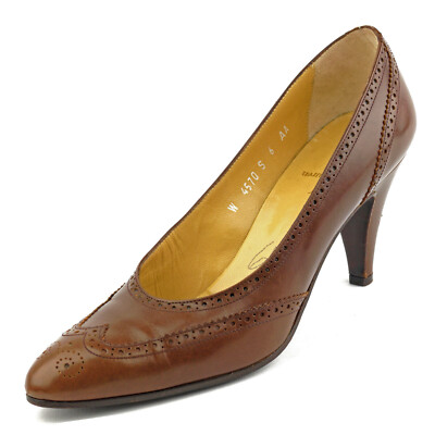 Hardly Worn RALPH LAUREN pumps Sz. 6 AA Brown Wingtip Brogue Pumps