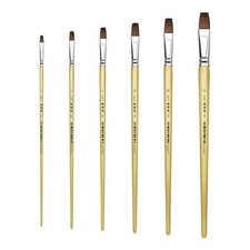 XDT 166B Bright Artist Paint Brush 6 Piece Set, Red Sable Flat Paint Brushes ...
