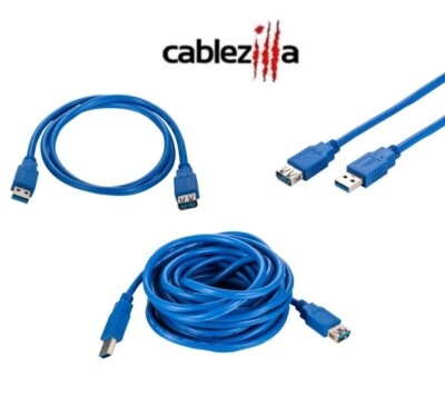 USB Extension Cable 3.0 AM-AF Data Wire Charger EXT Blue 3FT - 15FT Multi Lot