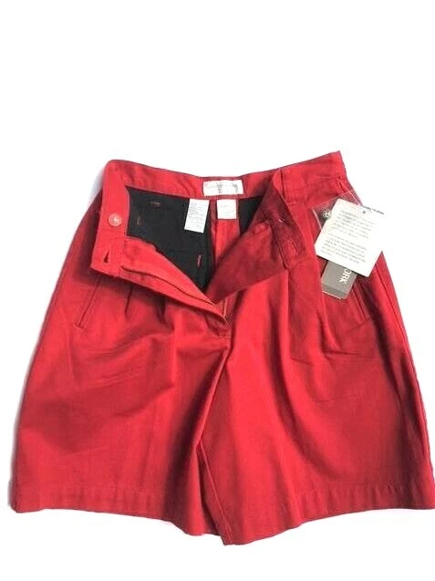 Jones New York Sport women Red Chino Short 2P petite 2 Classic Pleat Cotton New
