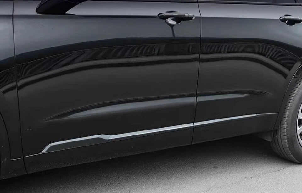 Para Cadillac XT6 2020-2023 carrocería de acero negro molduras de puerta lateral cubierta moldura 2 piezas Foto 3 de 4