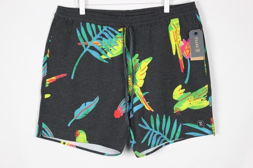 Roark Men's Shorey Macaw Swim Trunks Board Shorts XL Black RB410