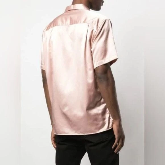 OPENING CEREMONY X GITMAN BROTHERS SATIN BOWLING SHIRT - PINK - Image 3 of 4