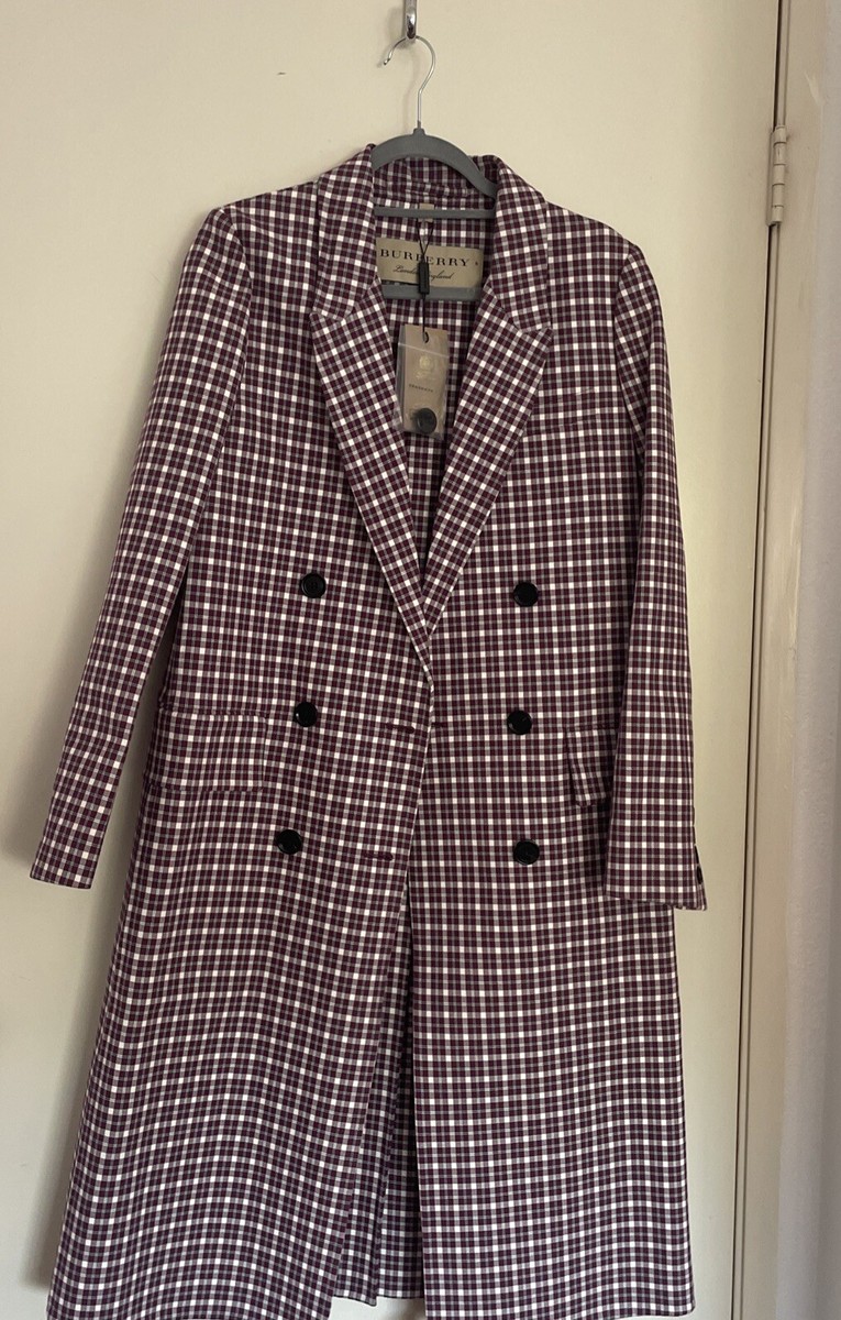 Burberry Parwoodul Plaid Double Breasted Trench Coat Size US 4 for
