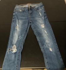Women's "Butt, I Love You" Blue Wax Jeans Size 9/USA Made/Destoryed Look/GUC