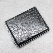 Portable Metal Leather Double Sided Cigarette Case Pocket King & 100s Cigarettes