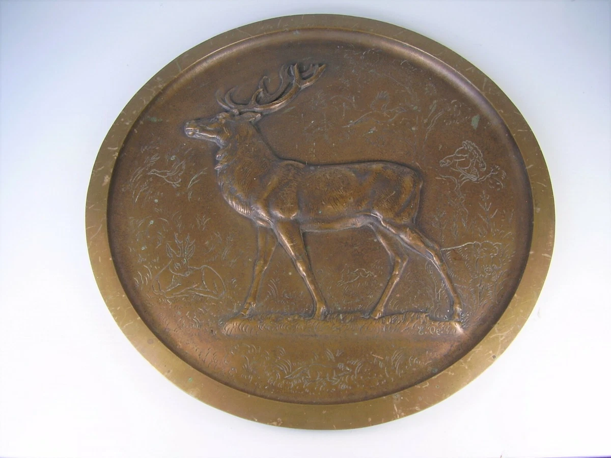 Antike Seltene Bronze Wandplatte Lauchhammer E.Oe Jagd Motiv